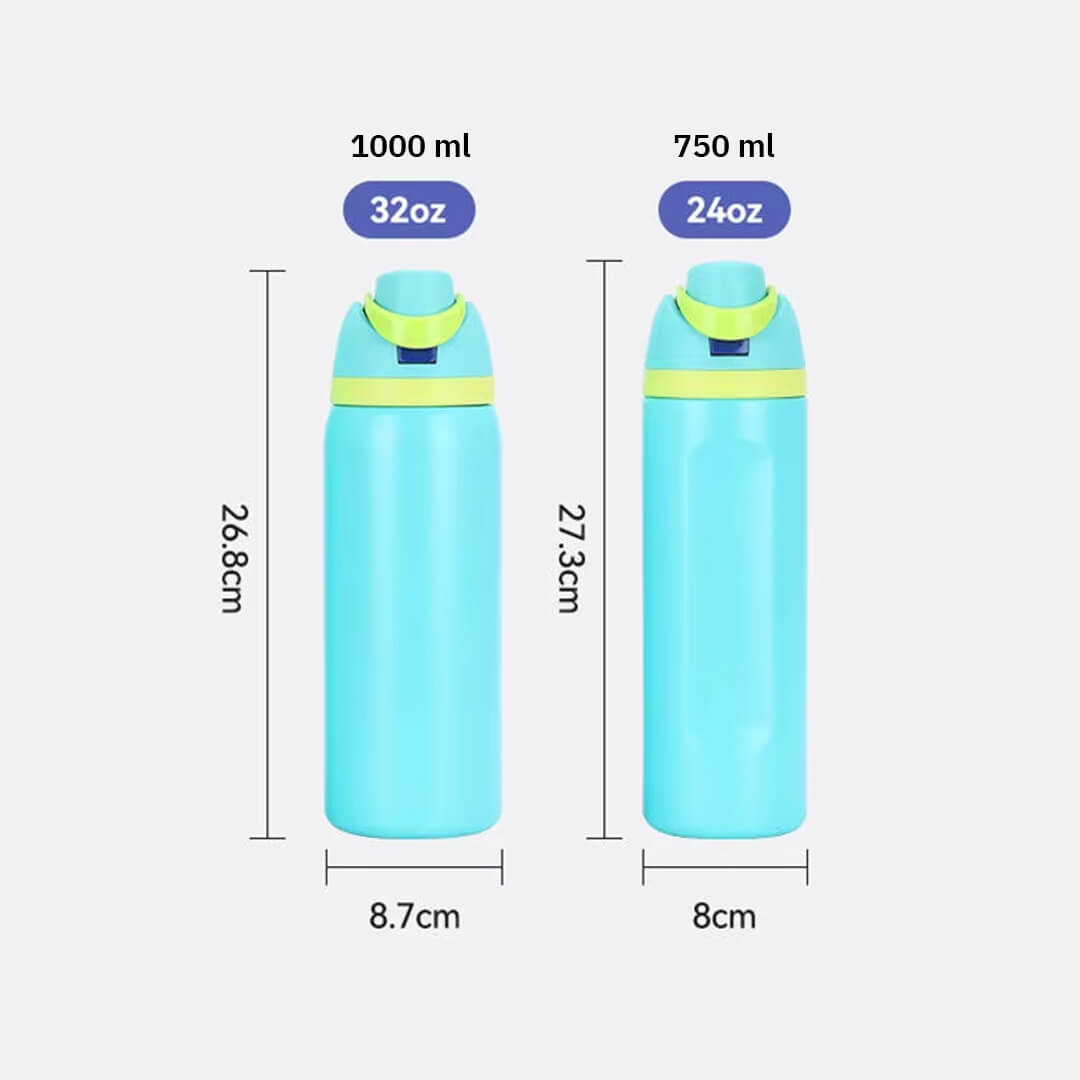 750ml or 1000ml Stainless steel water bottle with straw and sip lid