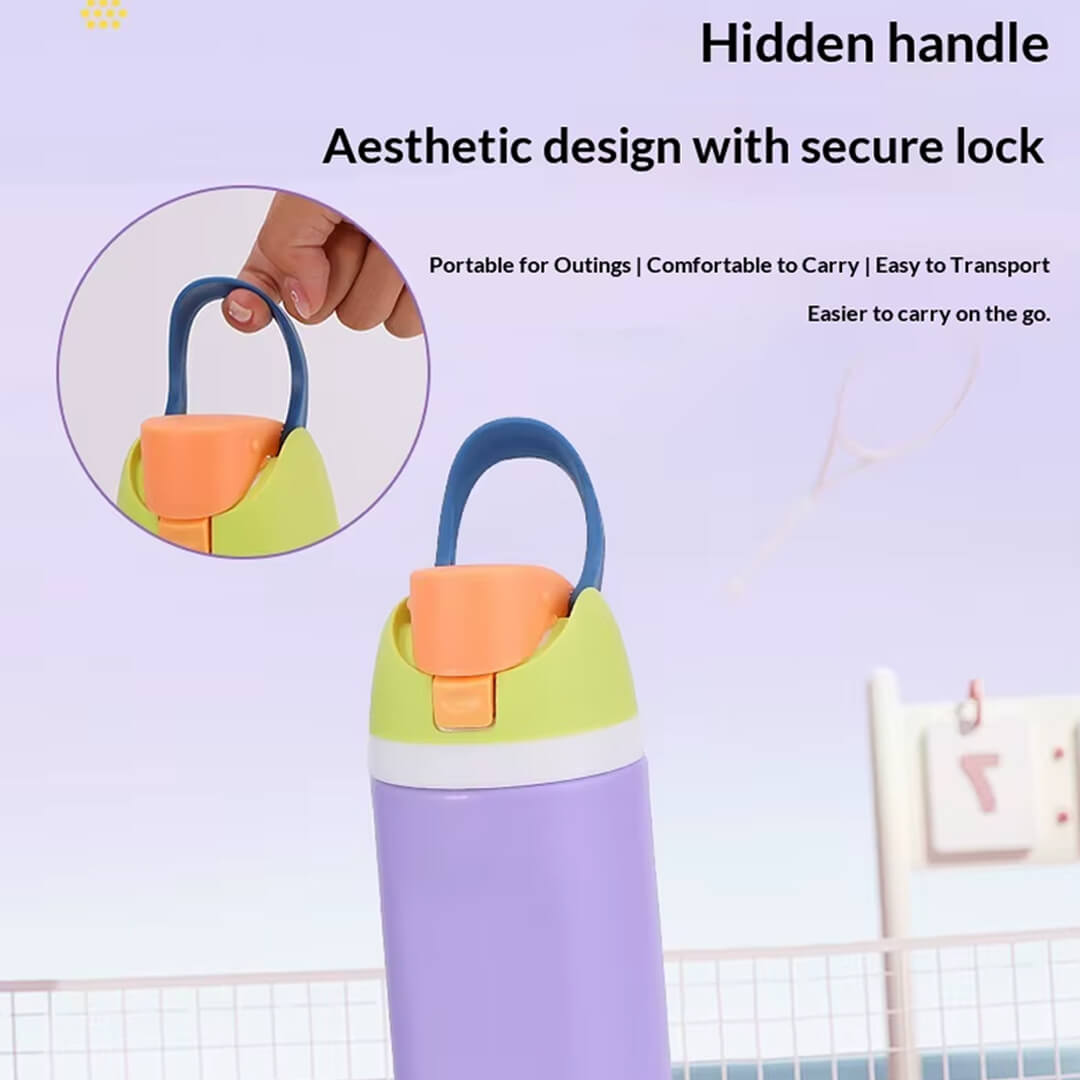 750ml stainless steel water bottle with hidden handle and secure lock