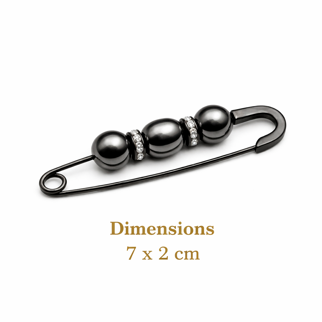 Pearl Decorative Safety Pin Brooch Dark Silver Petit Détail Lebanon