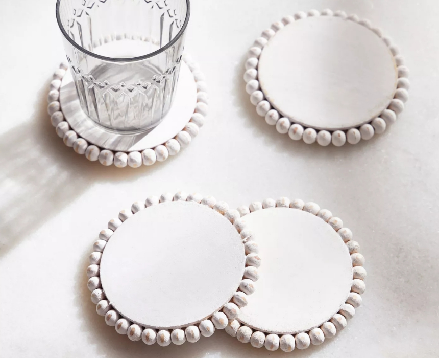 Wooden Bead Coaster Set