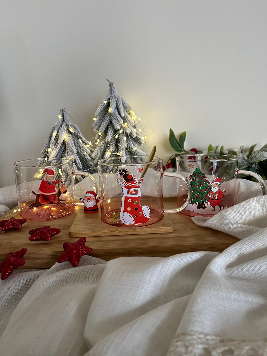 Christmas Glass Mug and Coaster Set