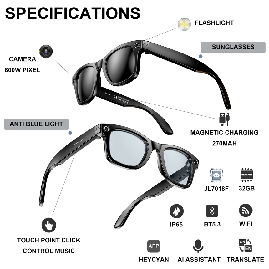 Smart AI Camera Glasses
