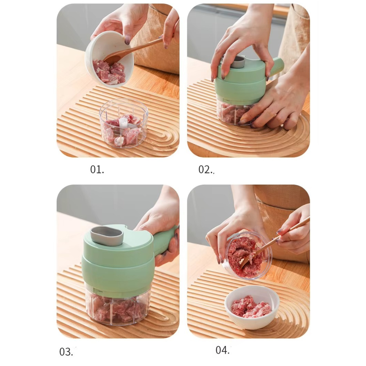 Electric Vegetable Cutter Set with Stainless Blades