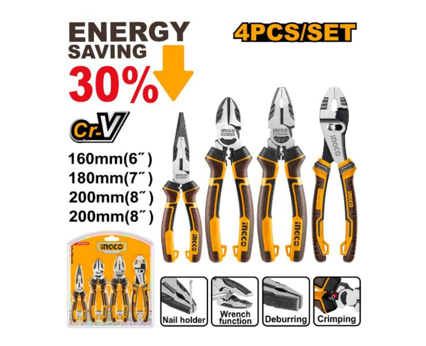 Ingco Industrial Pliers Set 4 Pcs