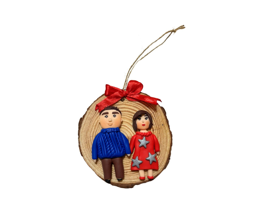 Wood Ornament with Dolls