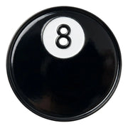 Black pool ball with the number 8 on a white background