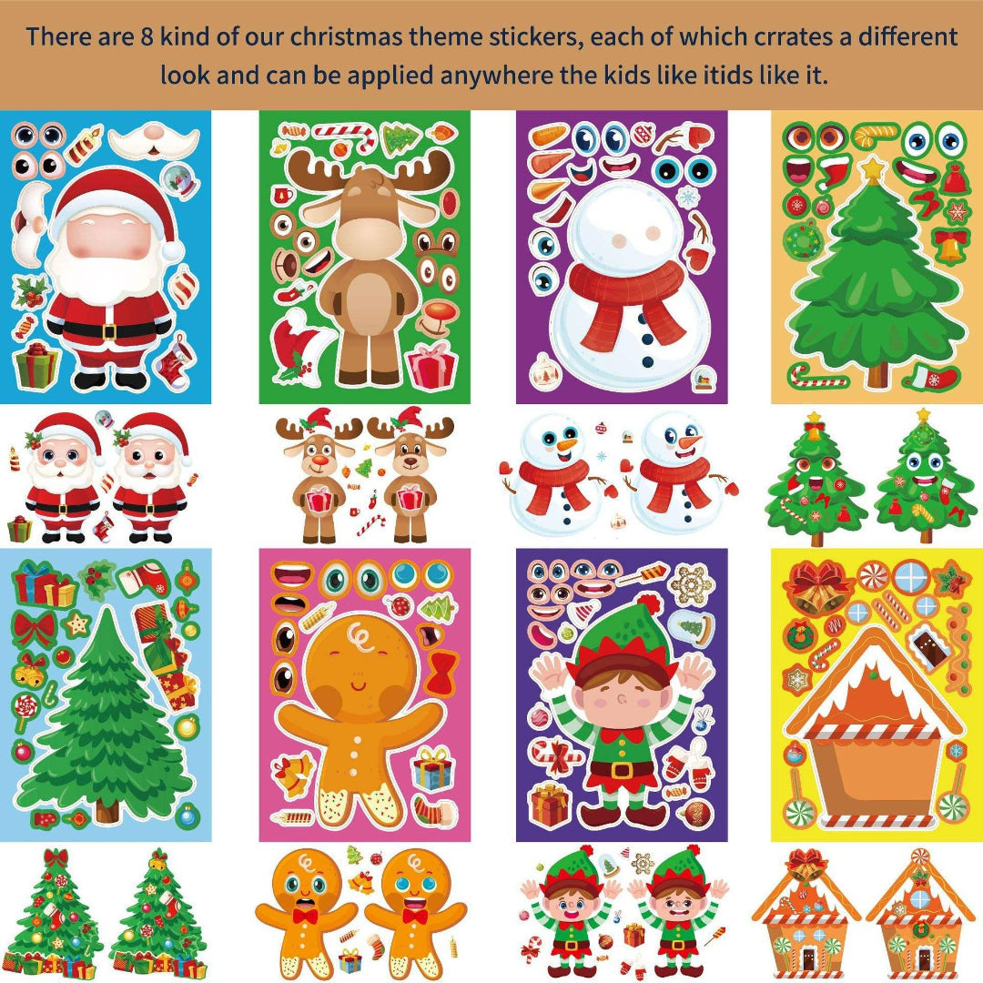 8 Sheets Christmas Crafts Stickers for Kids, Make Your Own Christmas Stickers