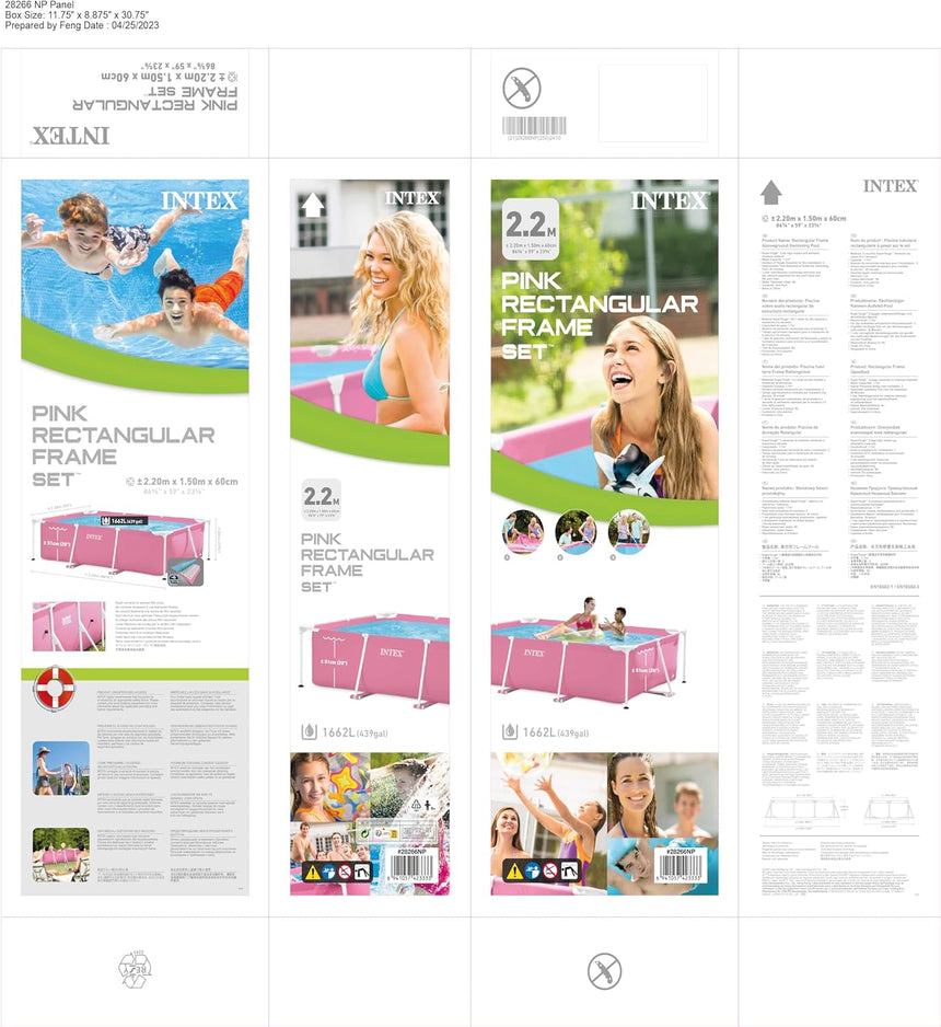 Pink Rectangular Frame Pool 220x150x60 cm home pool Pink Rectangular Frame Pool 220x150x60 cm Pink Rectangular Frame Pool 220x150x60 cm Intex