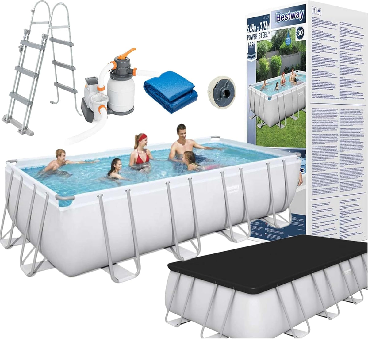 Power Steel Rectangular Pool Set 549x274x122cm home pool Power Steel Rectangular Pool Set 549x274x122cm Power Steel Rectangular Pool Set 549x274x122cm Bestway