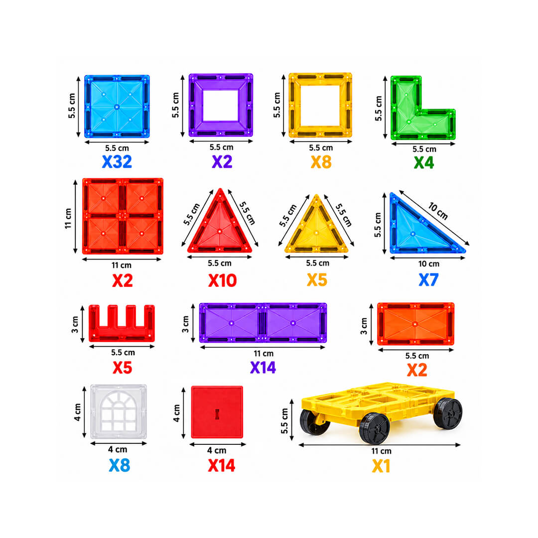 98-piece magnetic building tiles set for kids
