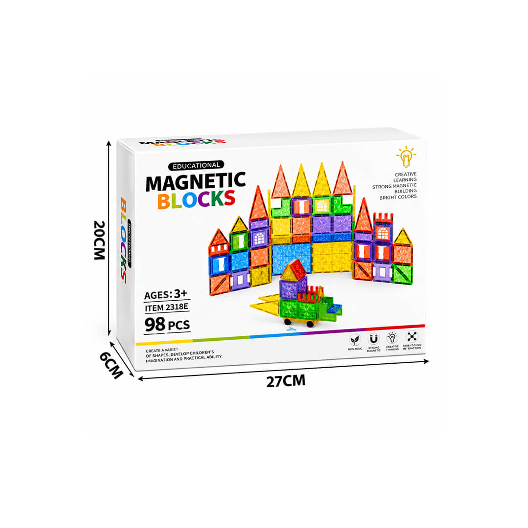 98-piece magnetic building tiles set for kids