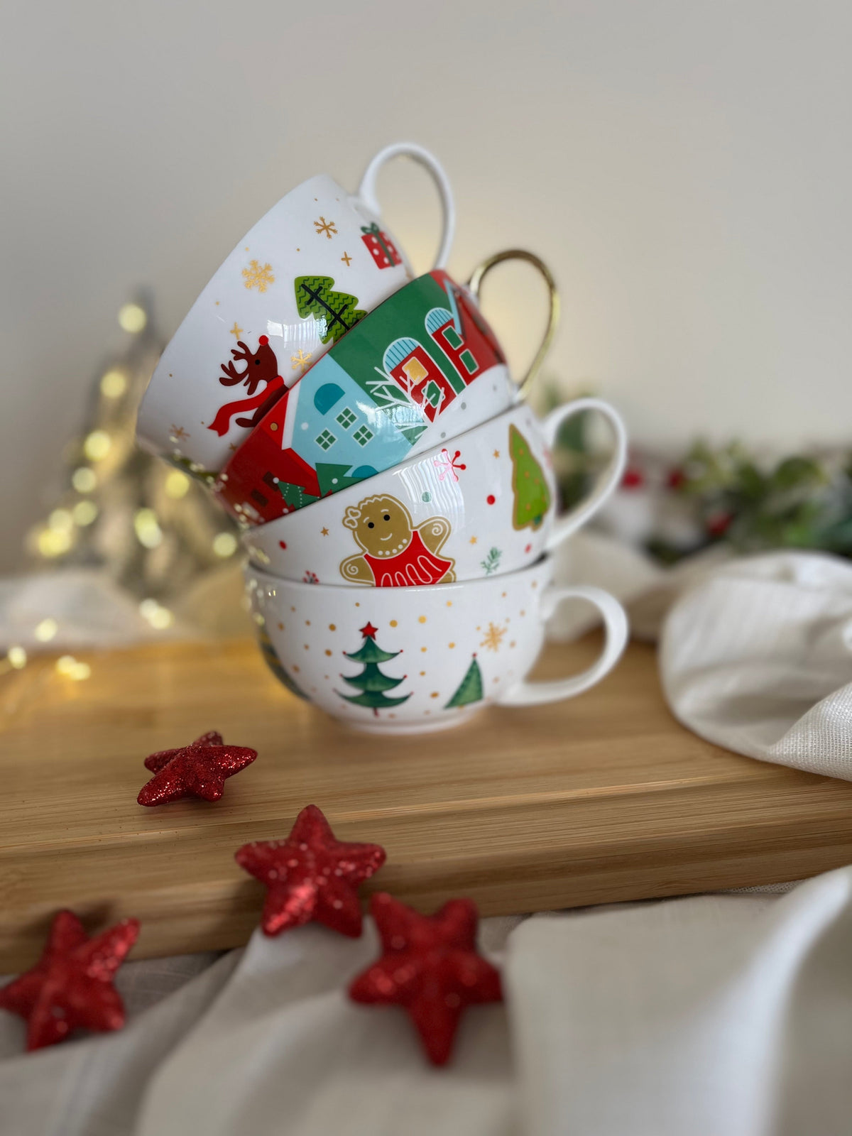Christmas Cup Set With Saucer And Spoon