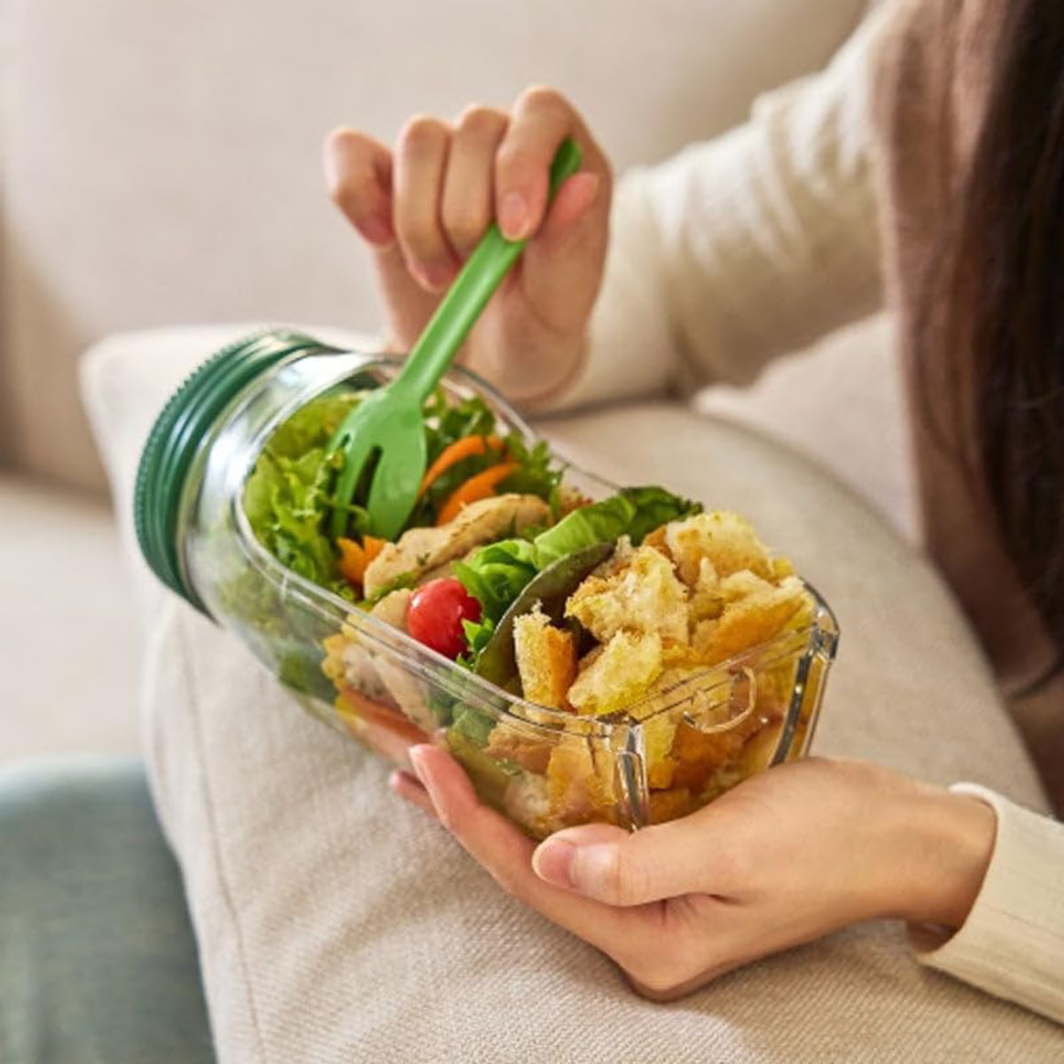 Portable Salad Shaker Cup with Leakproof Jar