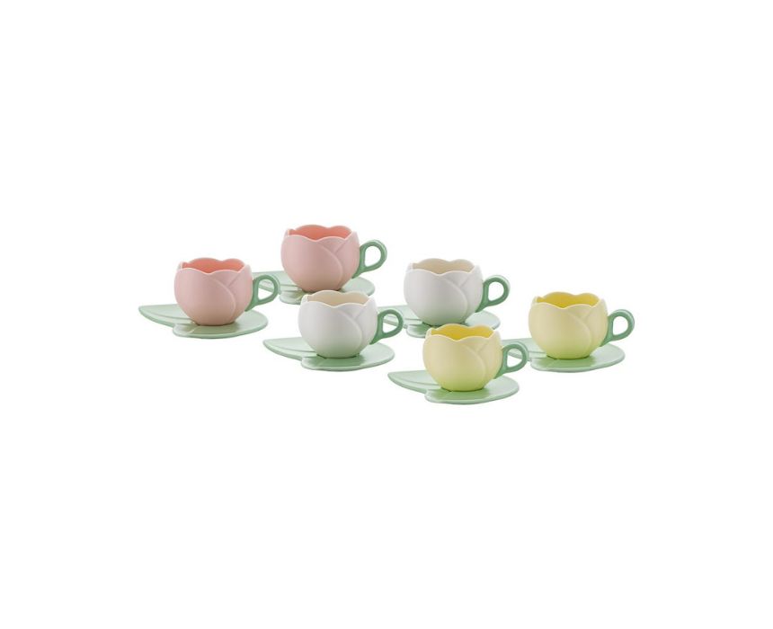 Coffee Cups Leaf Plates 6 Pcs