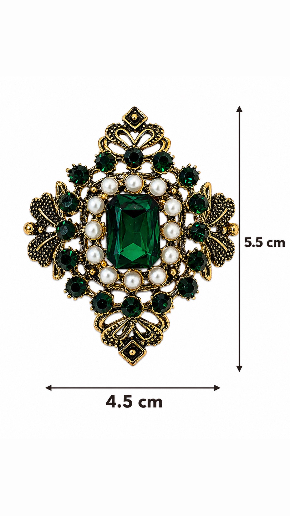 Emerald Pearl Vintage Brooch Default Title Petit Détail Lebanon