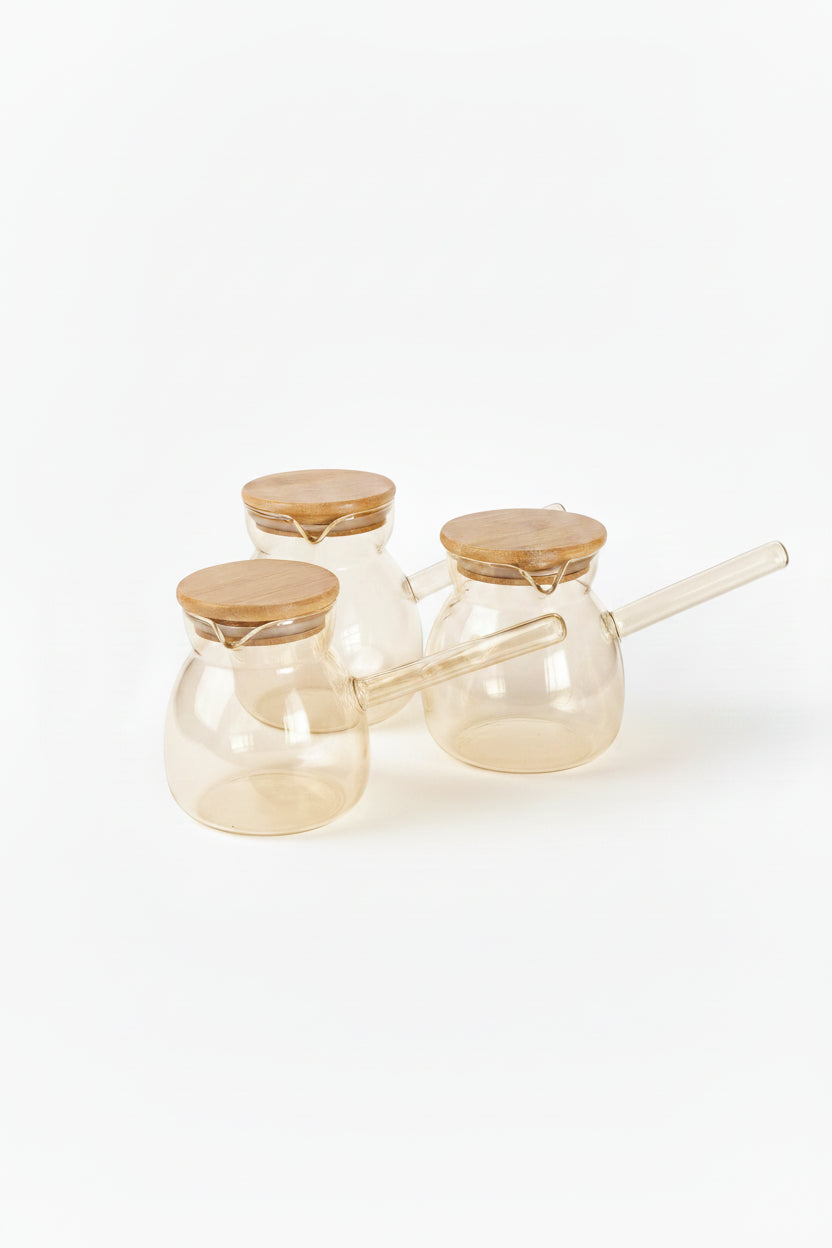Glass Coffee Pot with wooden cover