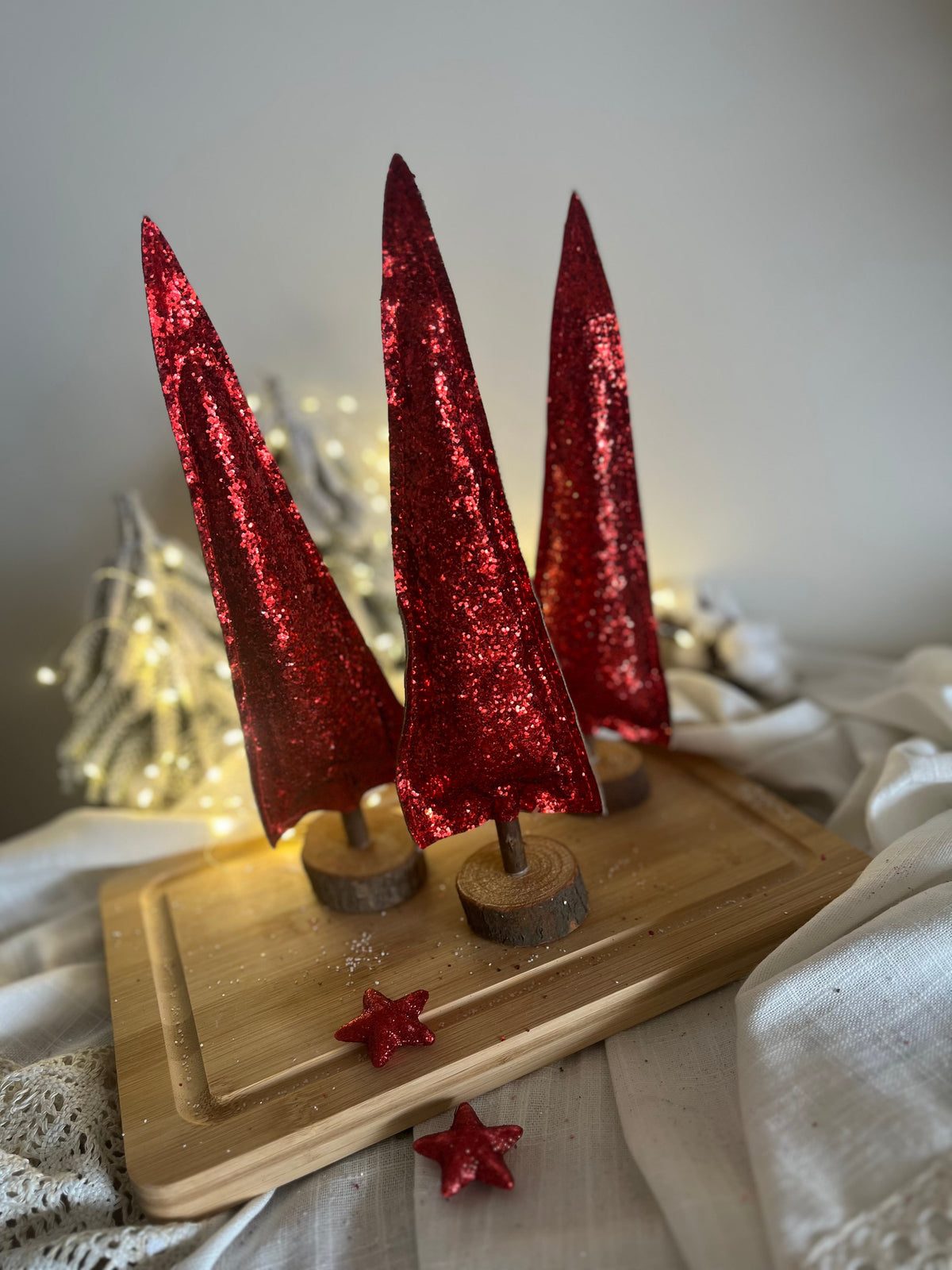 Christmas Shiny Decorative Tree With Wooden Stand