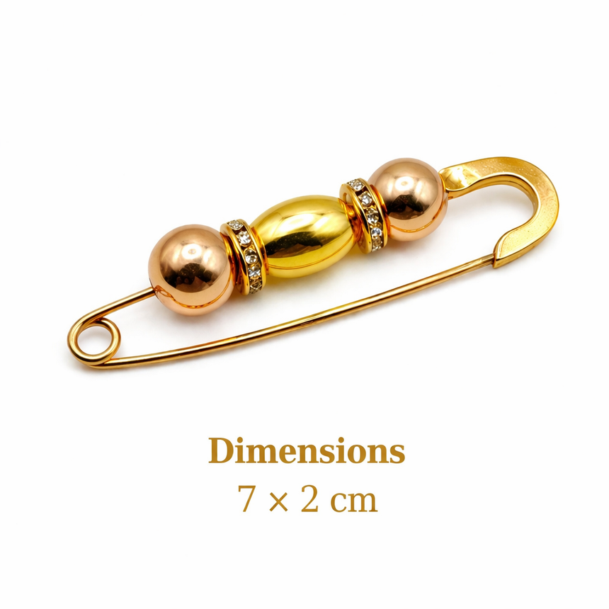 Crystal Bead Decorative Safety Pin Brooch Gold Petit Détail Lebanon