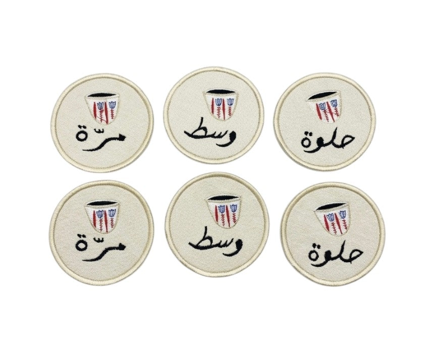 Embroidered Coffee-Themed Coasters