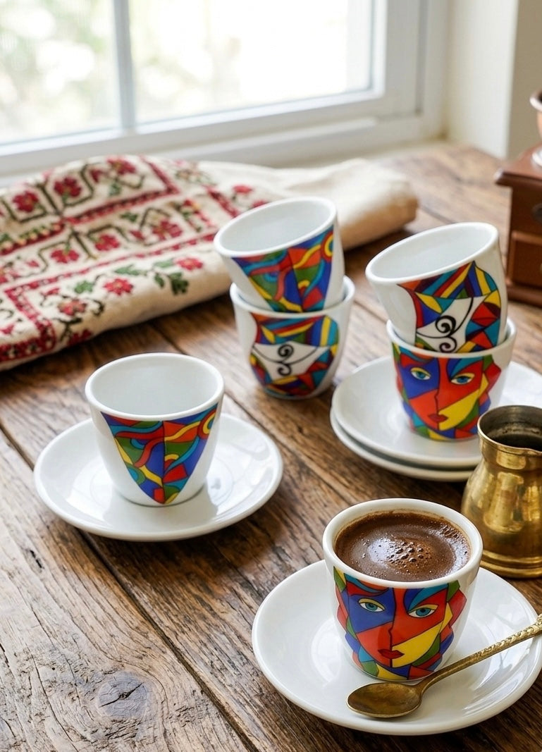 Handpainted Abstract Art Coffee Cup Set