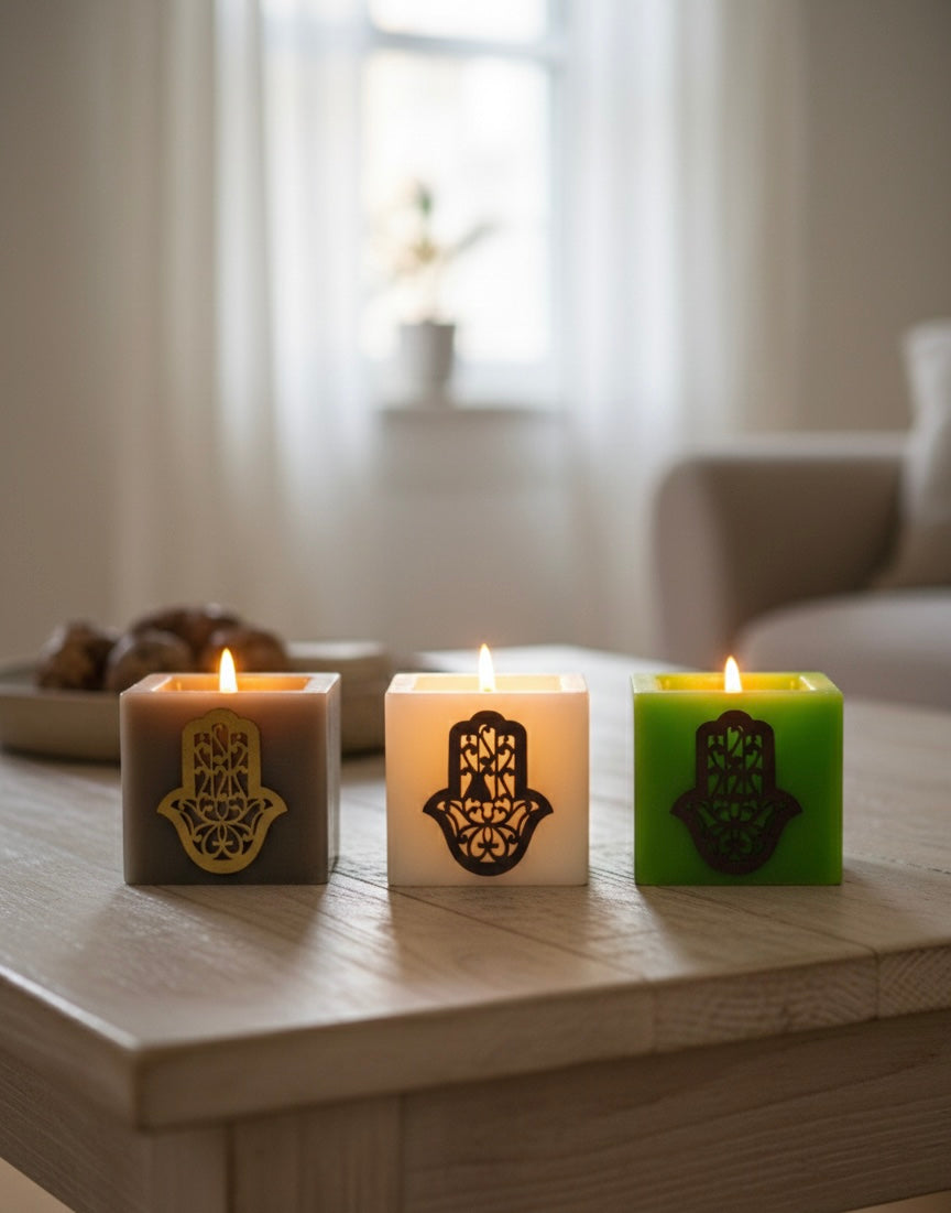Moroccan Candle Holders Hand Symbol