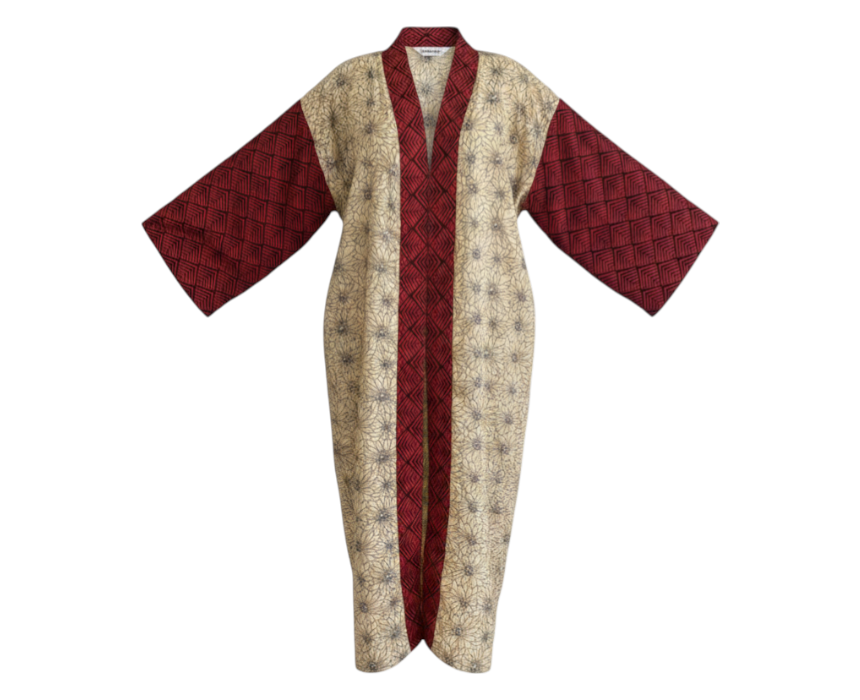 Long Indian Patchwork Kimono Robe
