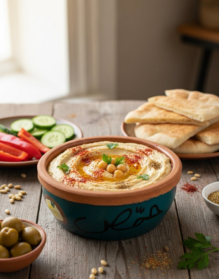 Handpainted Hommous Clay Bowl