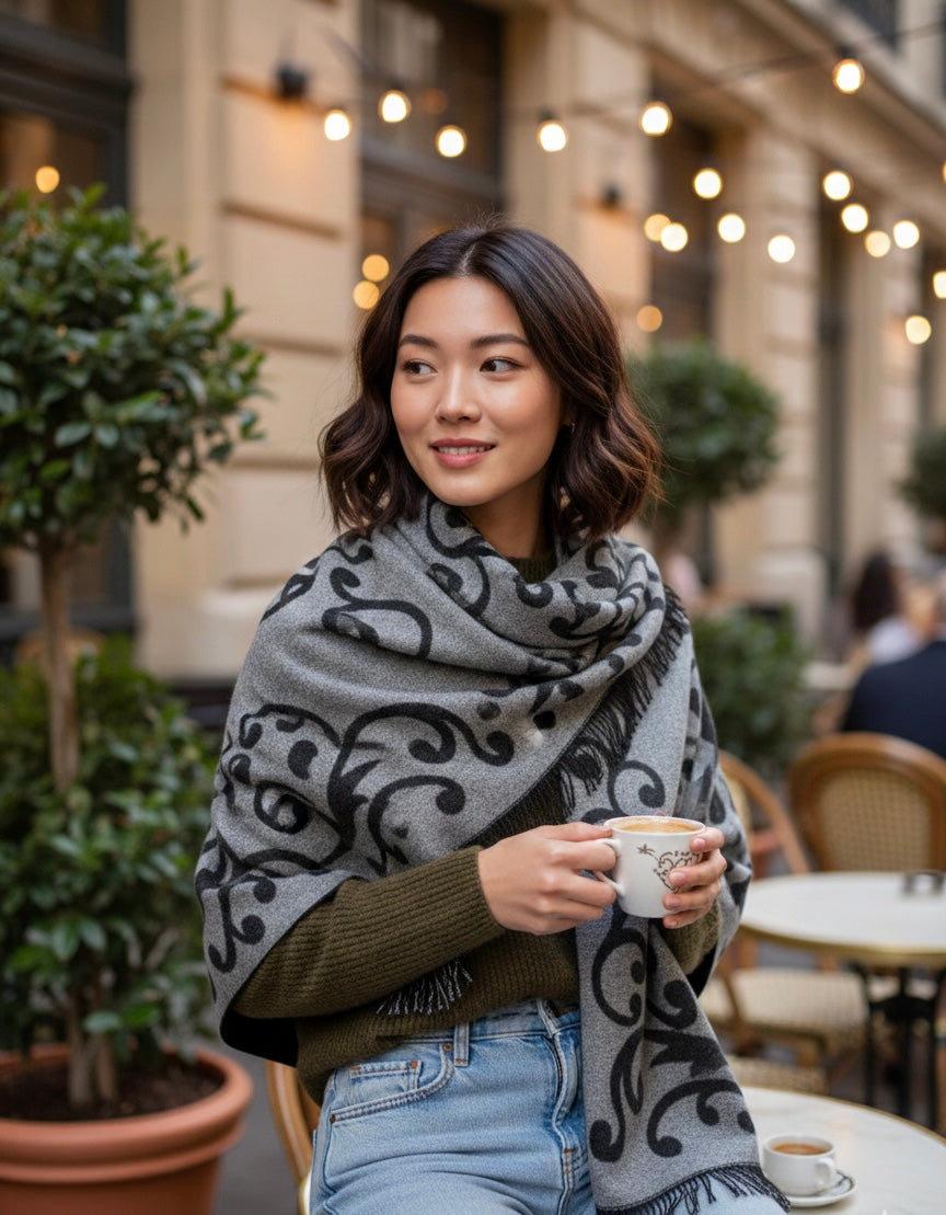 Grey Boho Poncho