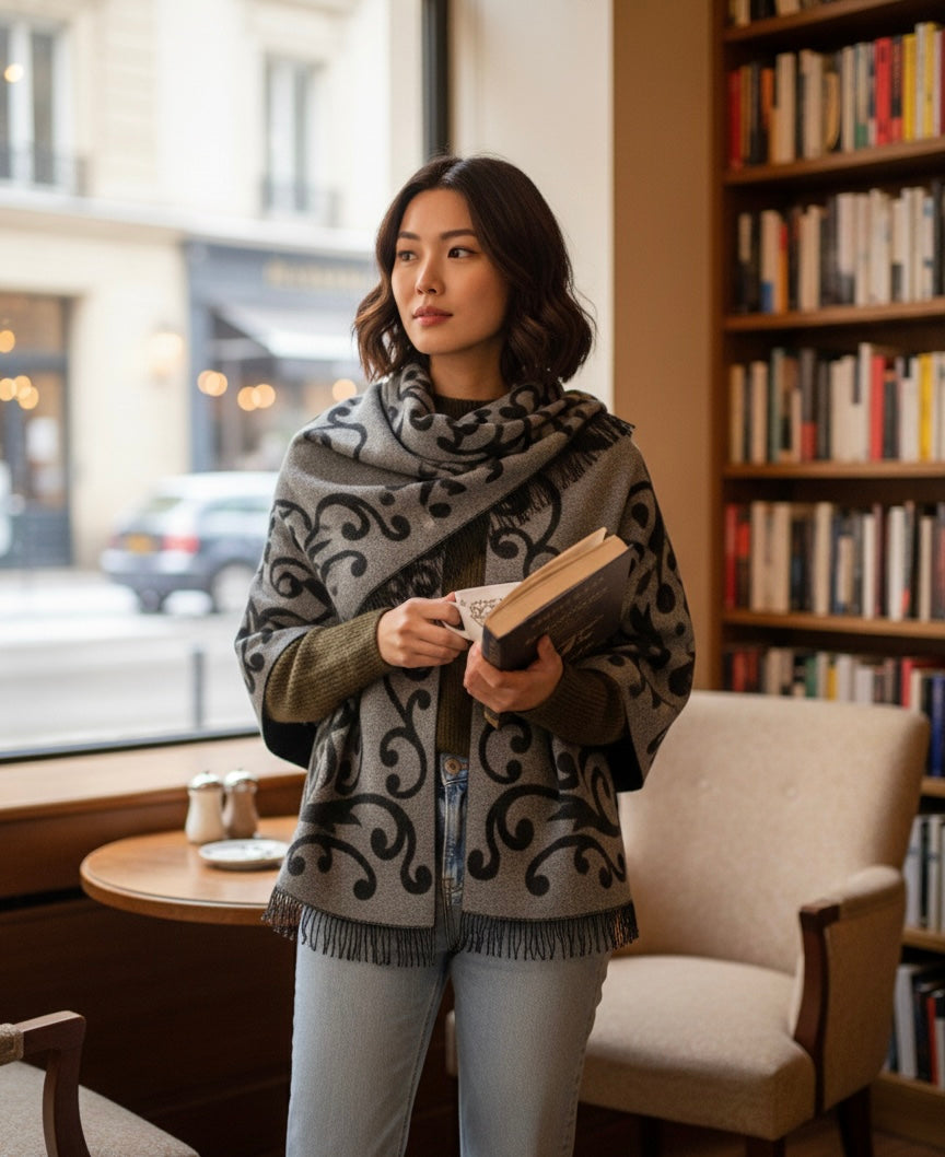 Grey Boho Poncho