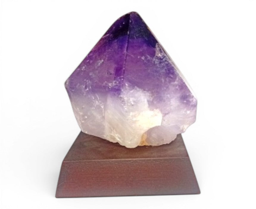Amethyst Cluster on Wood Base