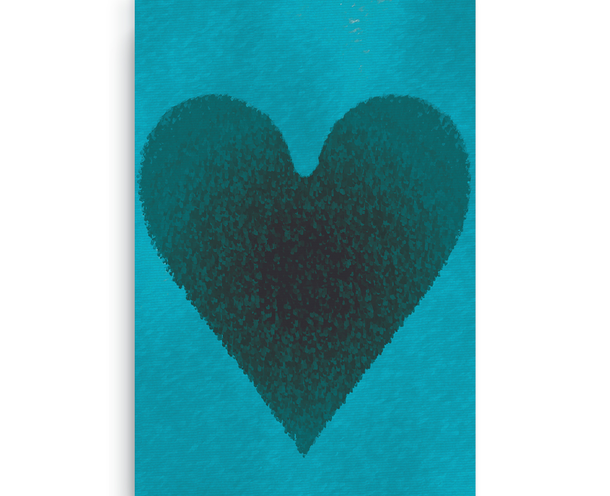 Aqua 2 Heart Digital Print Canvas