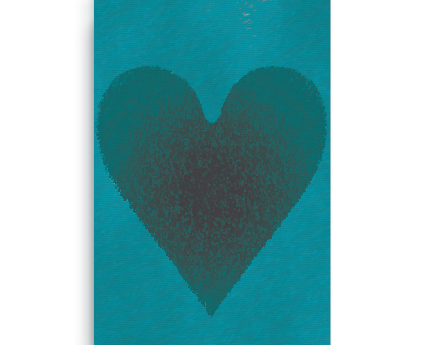 Aqua Heart Digital Print Canvas