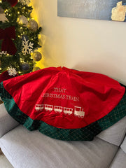 Christmas Tree Skirt Velvet Santa And Train