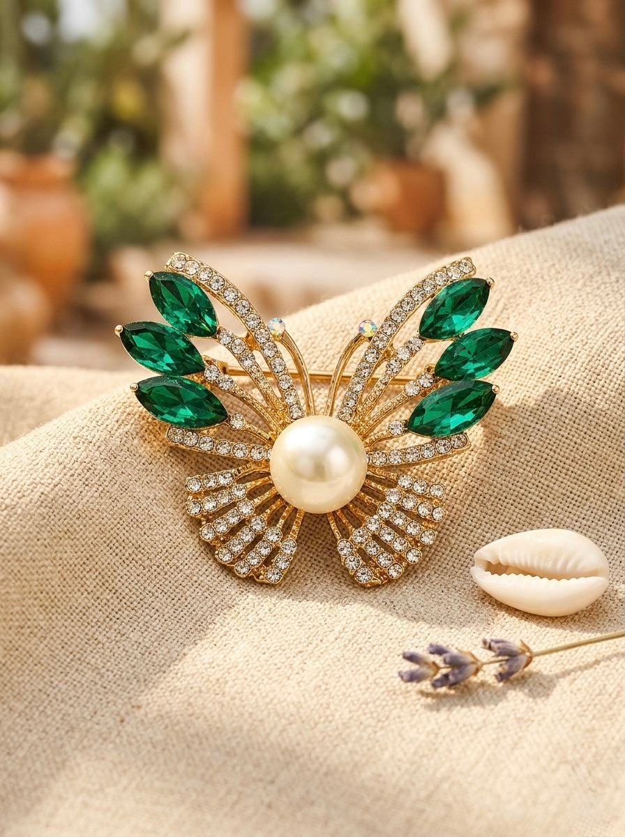 Pearl Crystal Bow Brooch Petit Détail Lebanon
