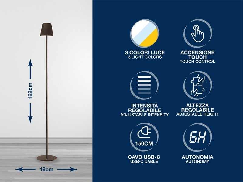 Beper Desk Rechargeable Table Lamp Rust