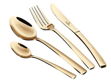 24 Pcs Cutlery Set Mirror, Yellow Gold