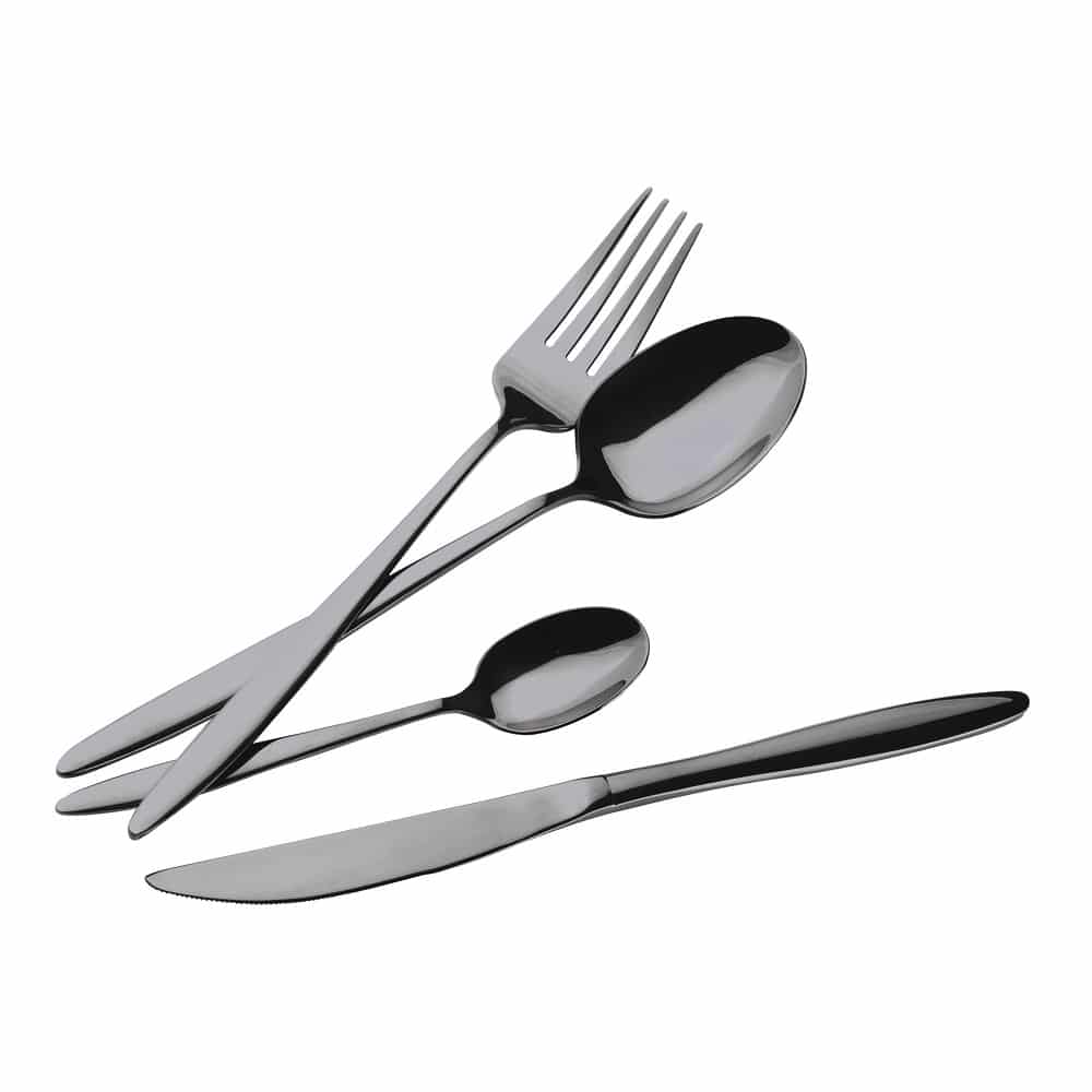 24 Piece Cutlery Set - Black Silver