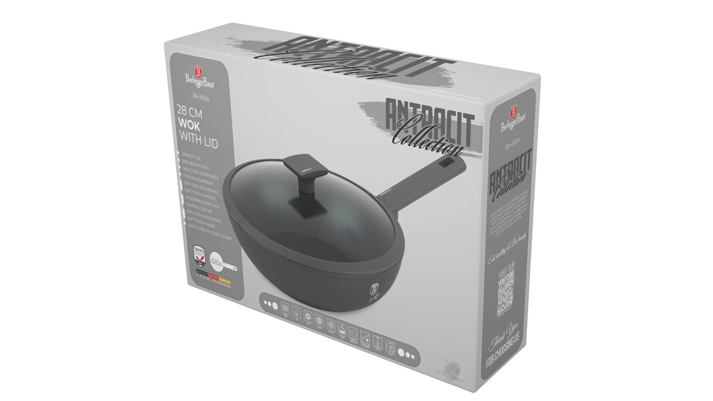 Wok with Lid in Anthracite 28 cm