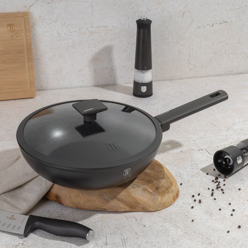 Wok with Lid in Anthracite 28 cm