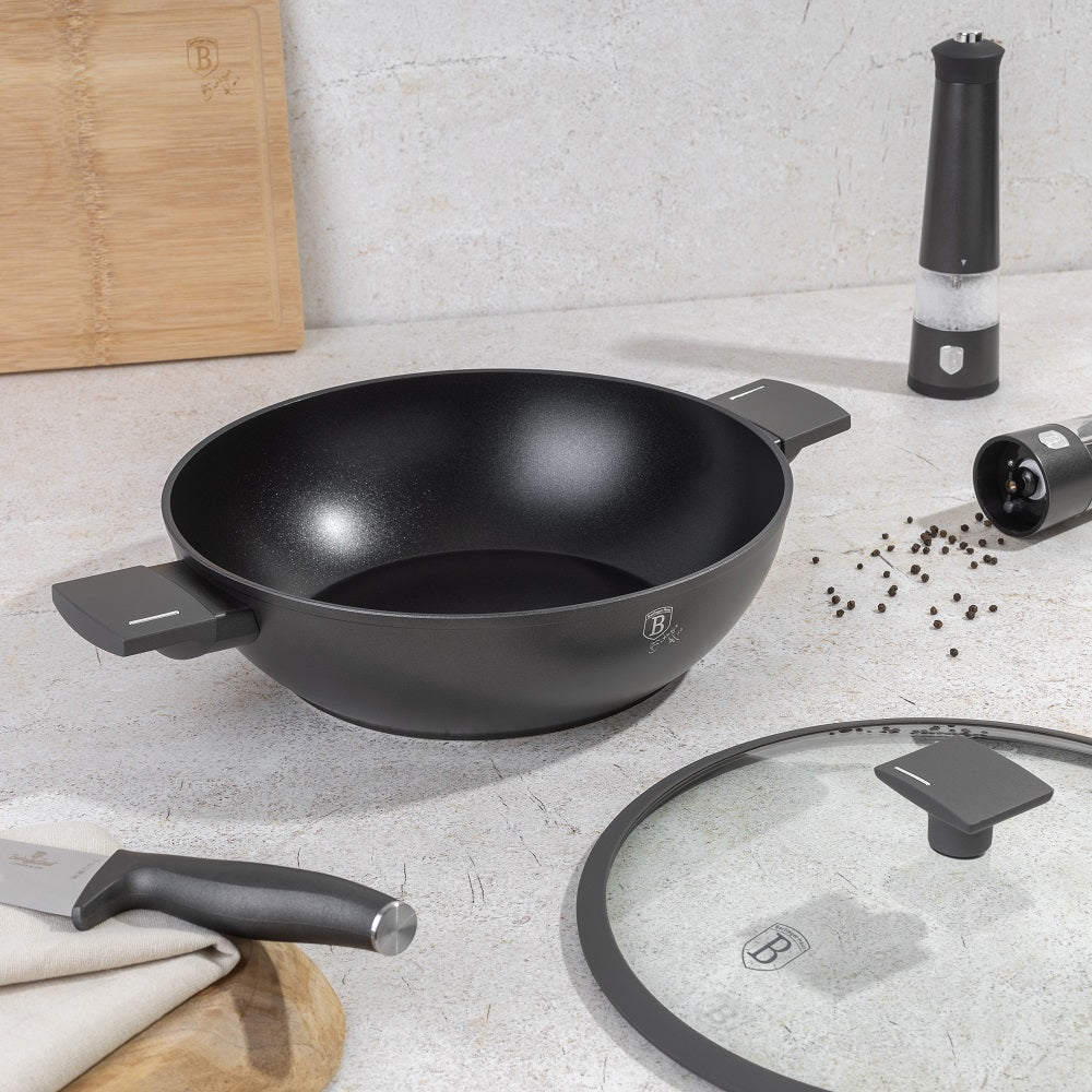 Wok with Lid in Anthracite 30 cm