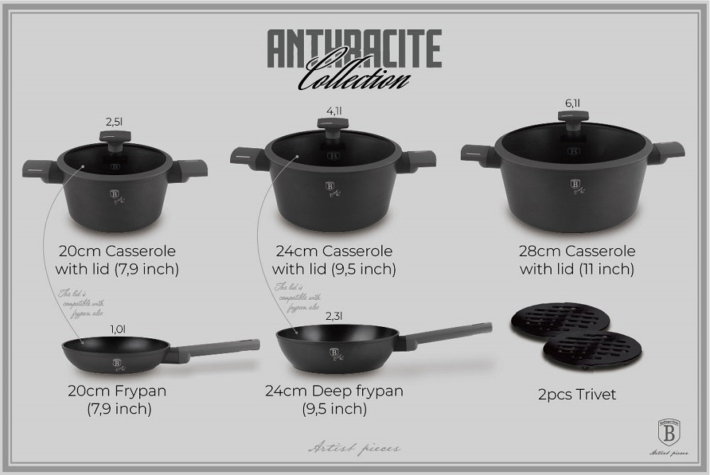 Berlinger Haus Cookware Set 10 Piece - Anthracite