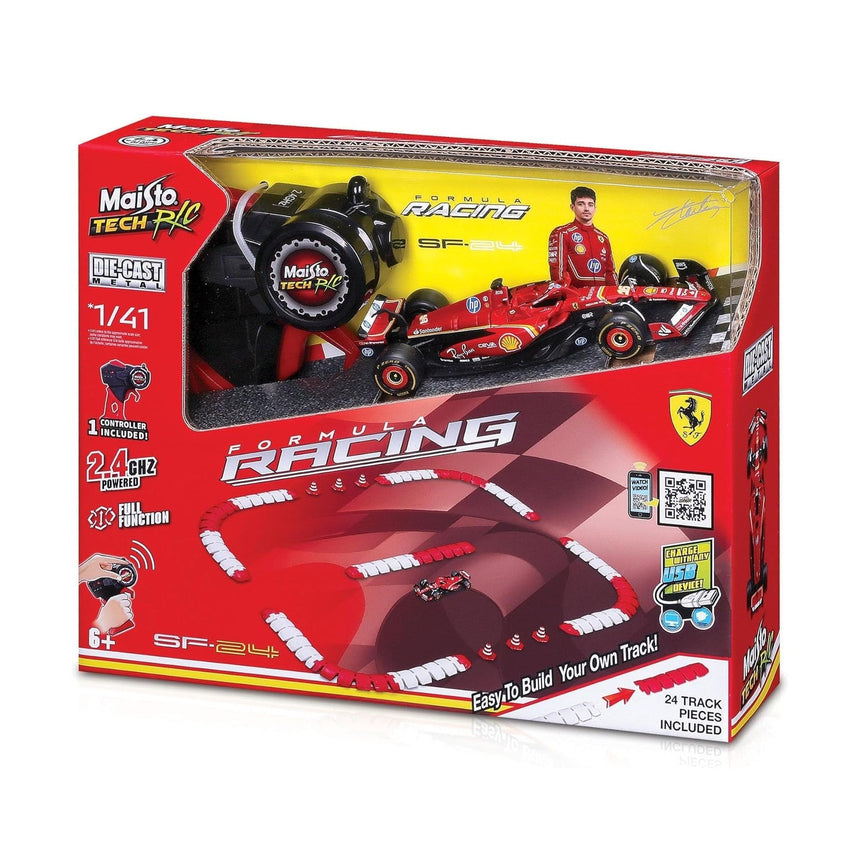 BURAGO RC FORMULA Racing Ferrari SF-24 diecast 1:41 with TRACK by BURAGO