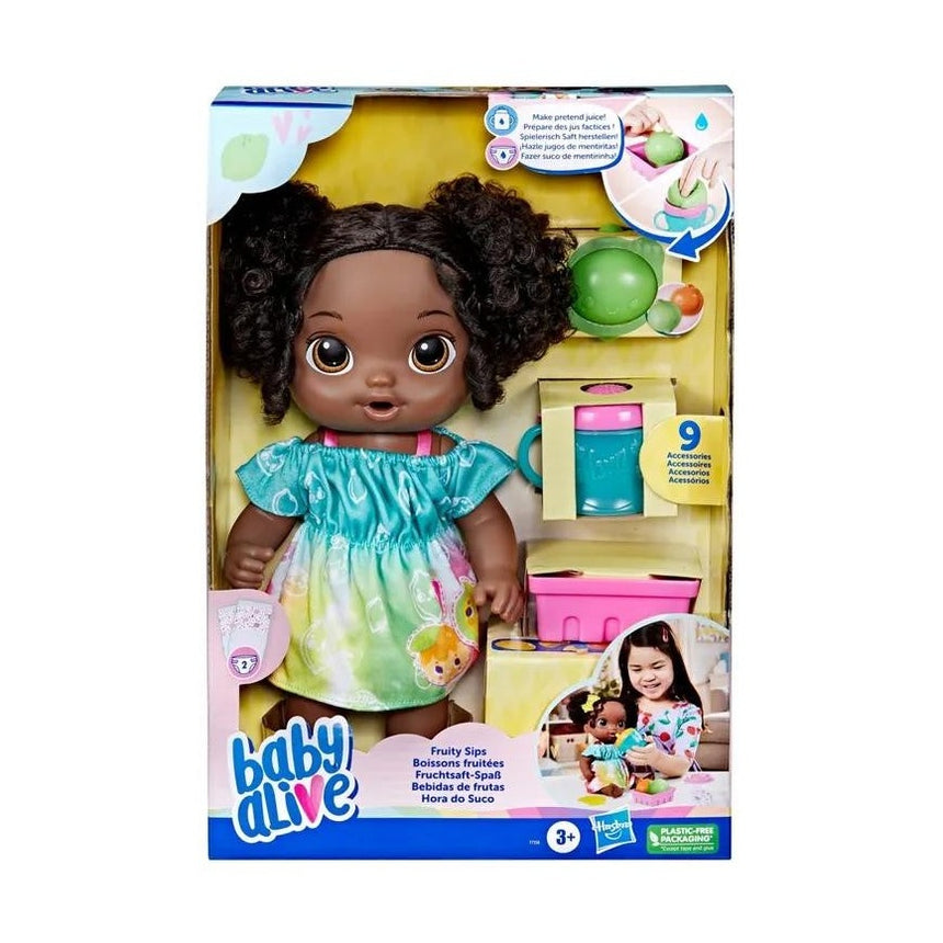Baby Alive Fruity Sips Doll, Lime, Black Hair by Hasbro
