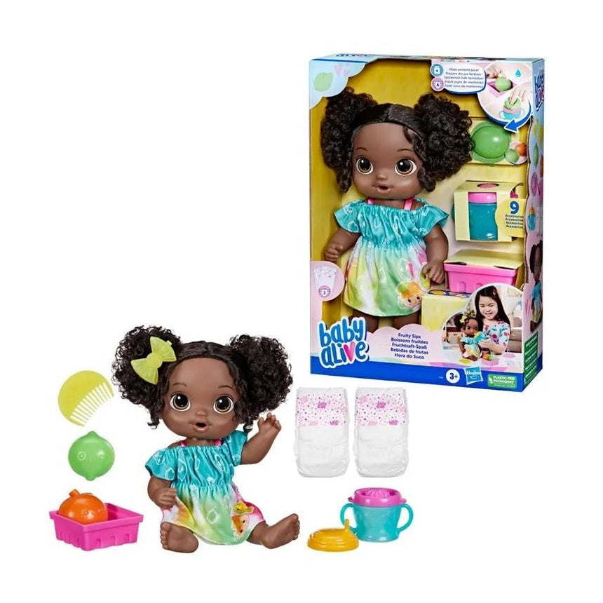 Baby Alive Fruity Sips Doll, Lime, Black Hair by Hasbro
