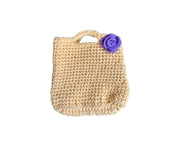 Beige Blossom Crochet Handbag