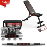 Foldable Adjustable Bench with 20 kg Chrome Set