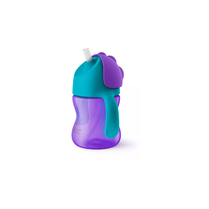 Bendy straw cup 200ml 9m+ - purple/blue