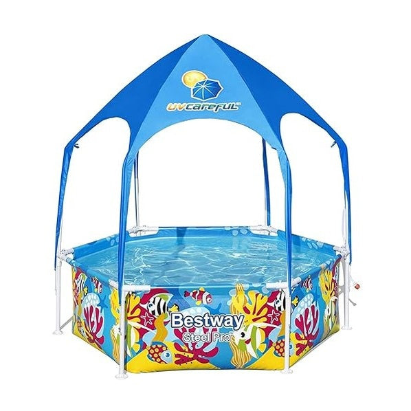 Bestway Steel Pro Above Ground Pool with Sun Shade by BESTWAY