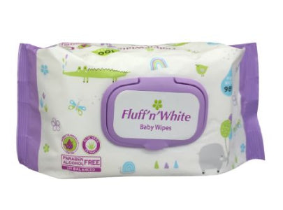 Fluff'N White Baby Wipes 100 Pieces