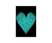 Black And Aqua Heart Canvas